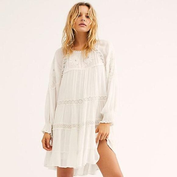 Free People Ivory Piece of Your Heart Mini Dress
